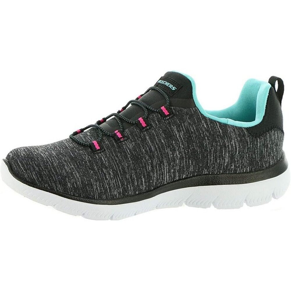 Women's Black/Light Blue 100% Synthetic Summits Quick Getaway Sneakers - Picture 6 of 9